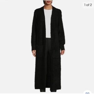 Gianni Bini Make Me Wish Open Front Long Cardigan Medium Black Wool Dark Goth